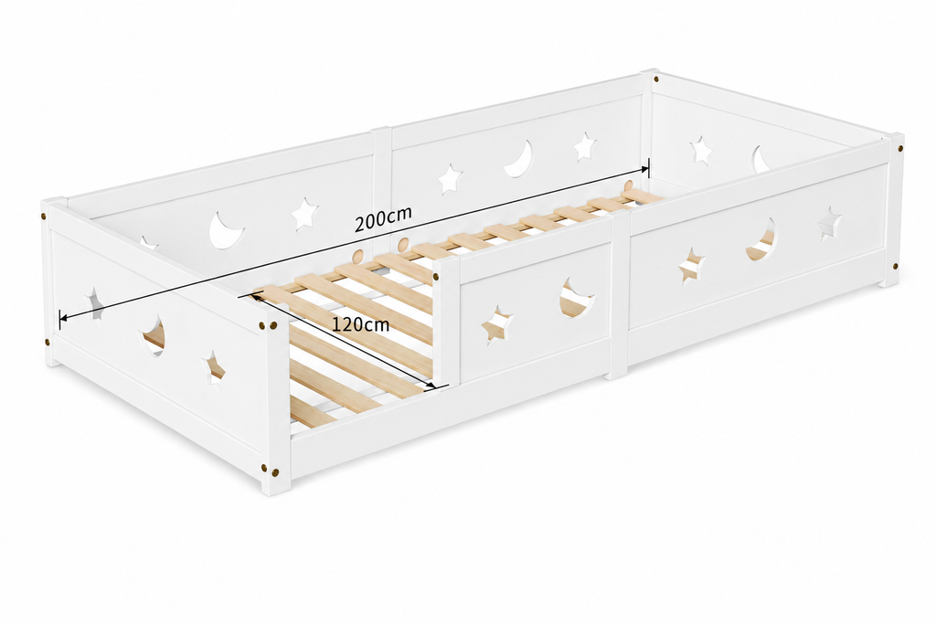 Schéma coté du lit Montessori A1 Belmia, surface de couchage, version 120 x 200 cm