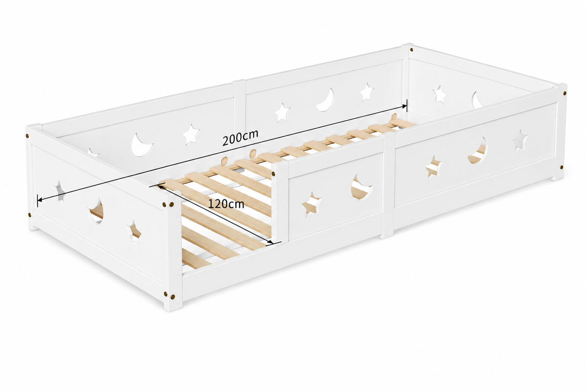 Schéma coté du lit Montessori A1 Belmia, surface de couchage, version 120 x 200 cm