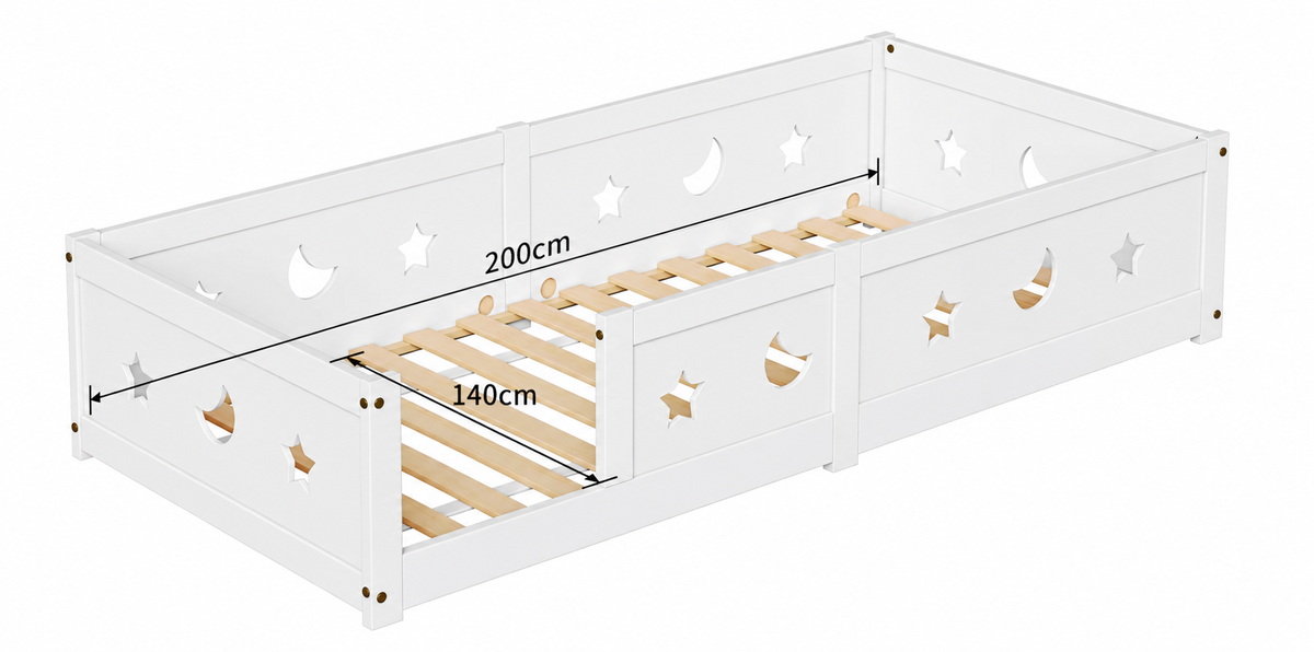 Schéma coté du lit Montessori A1 Belmia, surface de couchage, version 140 x 200 cm